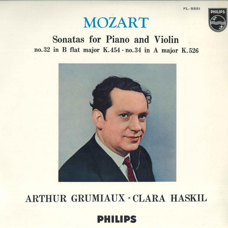 Виниловая пластинка ARTHUR GRUMIAUX CLARA HASKIL Сонаты Моцарта для скрипки K.454 K.526 FL5551 PHILIPS Япония Классика Б/у