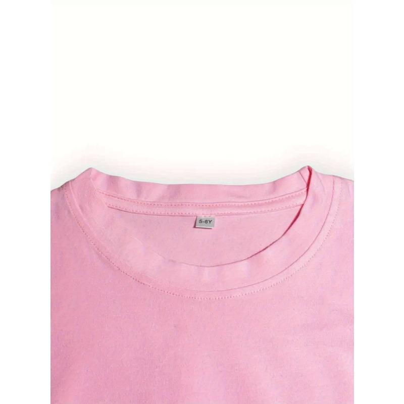 European sizes Girls' Round Neck T-Shirt, a Casual And Stylish Print Top