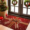 Christmas Gnome Santa Rectangular Area Rug  Pet Dog Gift Bow Festive Art Graphic Mat for Indoor Entryway Porch Home Space Rug