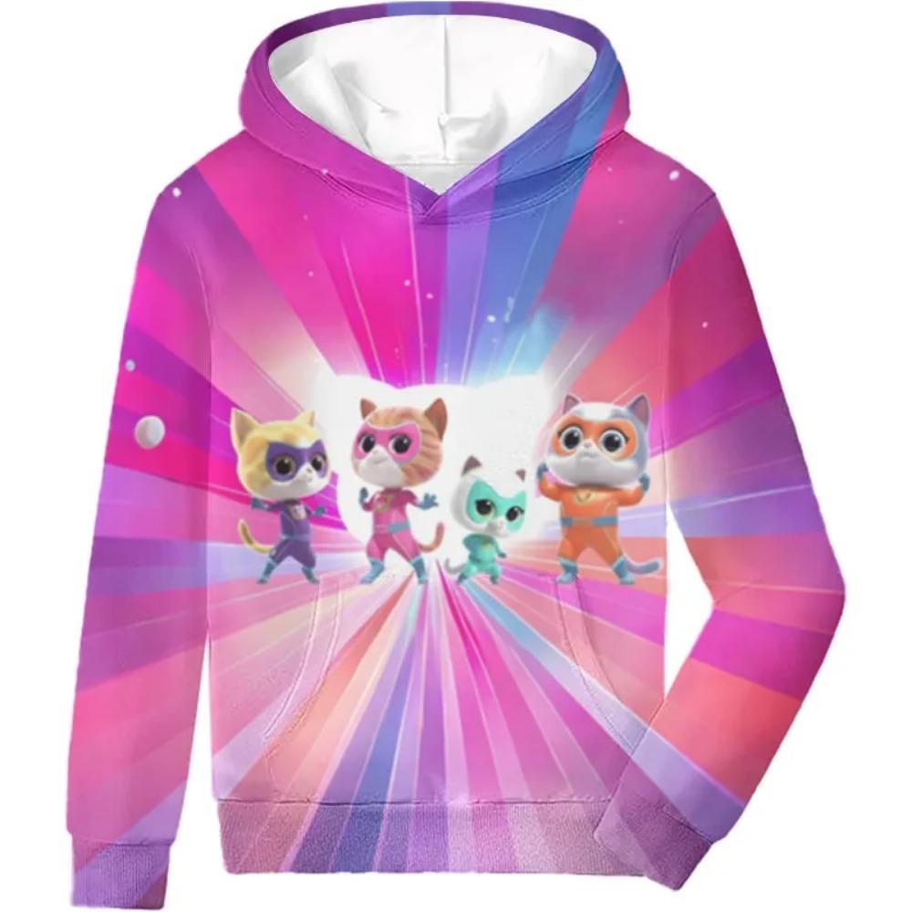 Kids Cartoon Print SuperKitties Hoodie High Quality Fleece Kawaii 3D Printed Moletom for Autumn/Winter Kids Childrens Clothing 3D Printed Anime Hoodie