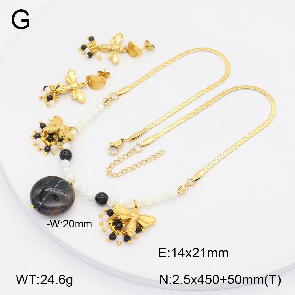Stainless Steel Gold Flower Set Women 4pcs Necklace Earrings Bracelet Ring Cubic Zirconia Luxury Wedding Party Anniversary Gift