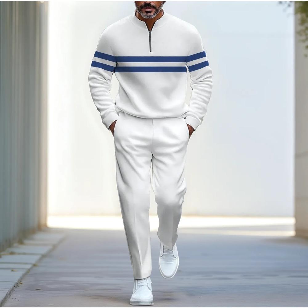 Весенне-осенняя модная уличная одежда Мужской комплект из двух предметов с длинным рукавом, на молнии до середины, со стойкой, брюки, спортивная одежда, мужская одежда