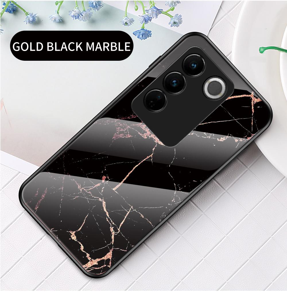 Чехол для Vivo IQOO 11 Z7 Z7X V27 V27e V29 Pro Lite V19 Y02 Y02A Y17S Y78 Y36 Y27 4G 5G, чехол из мраморного закаленного стекла, задняя крышка