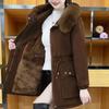 Winter Parker Jacket Mid-length Women's Loose Plus Velvet Cotton Coat Lamb Down Thick Jacket