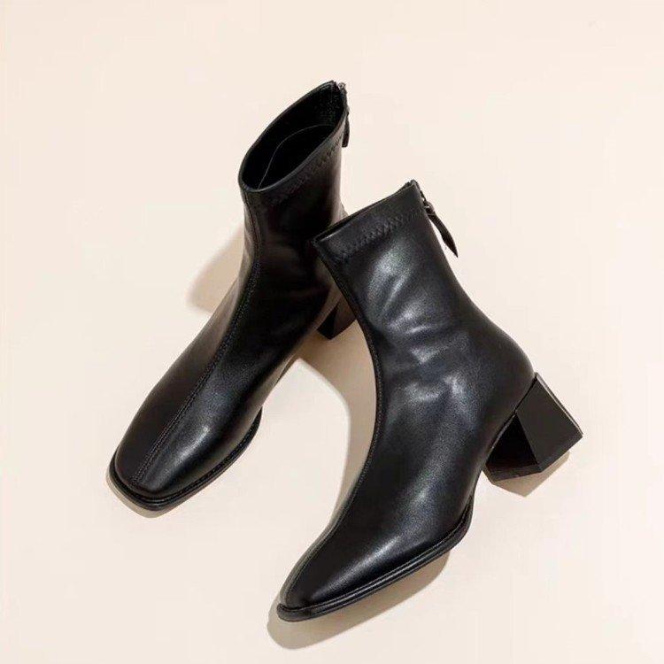 Осень Зима Короткий Плюш Женские Ботильоны Женские Лаконичные Толстый Каблук Короткие Боты Zapatos De Mujer 2025