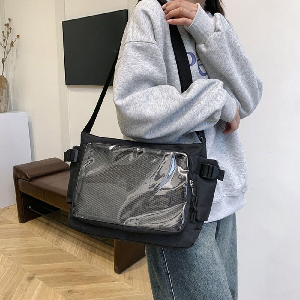Clear Badge Display Shoulder Bag PVC Crossbody Bag Casual Transparent Pocket Itabag JK