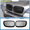 1 пара передних решеток для BMW X5/X6 E70 E71 2008-2014 глянцево-матовая черная решетка для ноздрей из углеродного волокна, сменные решетки переднего бампера
