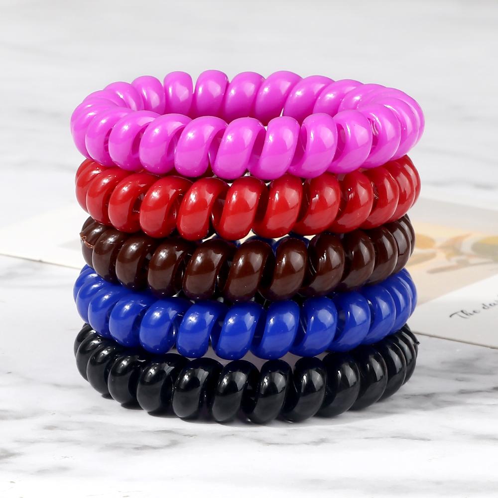 5 шт./набор Эластичные конфетные цвета Телефонный провод Простые женские резинки для волос Веревка для волос для детей Девочек Скранчи Повязка на голову Жевательная резинка Подарки