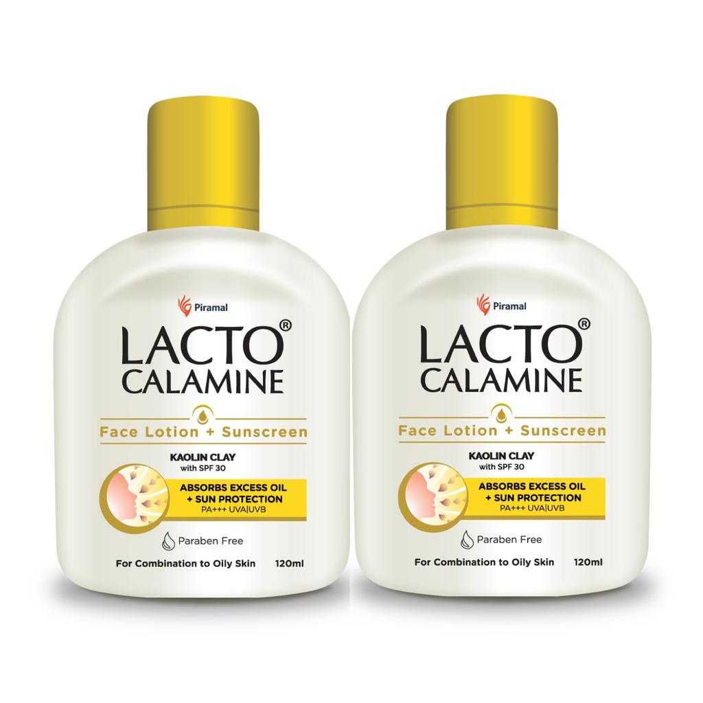 Lacto Calamine Sunscreen Lotion SPF 30 PA+++ Lightweight Oil Control Face Moisturizer For Oily Skin 120 mlx Pack Of 2