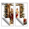 Peel Stick Christmas Decorations 2Pcs 3D Illusion Dog Wall Sticker, Removable Self?Adhesive Decals for Home Decor Decal, Holiday Puppy Mural Living