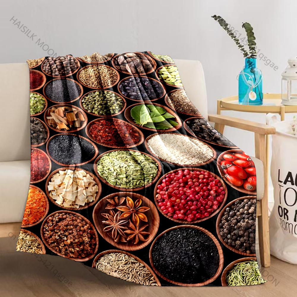 1PC Variety of spices collection Print Adult Children Warm Blankets Home Travel Car Soft Comfortable Suitable for all seasons