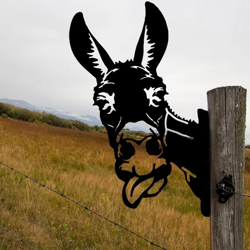 Силуэт осла с высунутым языком – симпатичное украшение для садовой ограды, идеальное фермерское изделие для декора садовой вечеринки