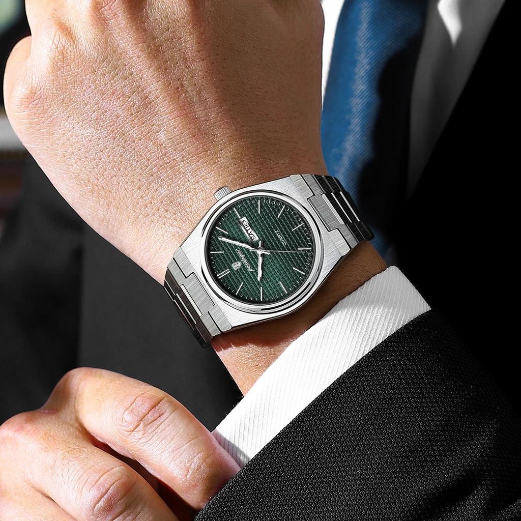 Luxury Round Fashion Man Wristwatch Waterproof Luminous Date Week Quartz Men's Watches Stainless Steel Men Watch Reloj