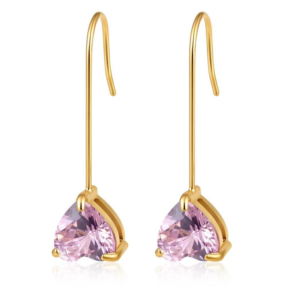 Direct supply stainless steel zircon water drop earrings women's light luxury high-end long vacuum-plated 18K earrings