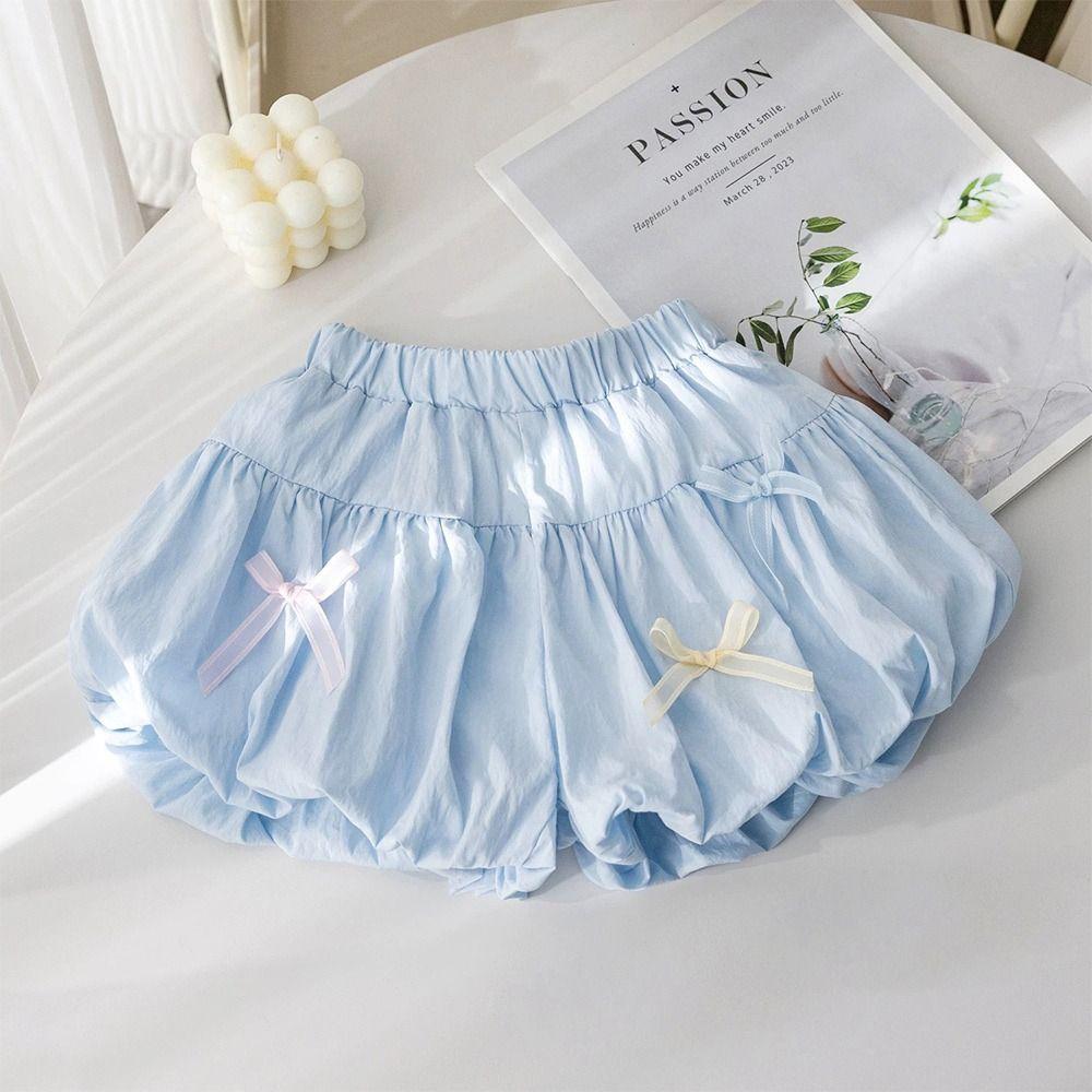 Elastic Waist Girls Shorts Bow Decorative Toddler Shorts Casual Summer Shorts  3-7 Years