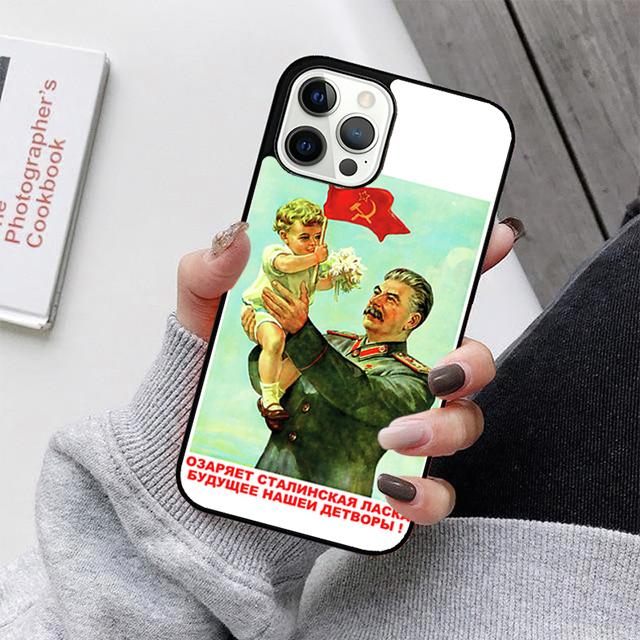 Vintage Stalin USSR CCCP Phone Case For iPhone 17 Air 16 15 14 13 12 Pro Max Plus Max Cover Shell coque