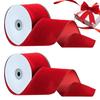 2 Rolls Velvet Ribbon Christmas Ribbon Red New Year Velvet Ribbons Bows Gift Box Packaging Ribbon Handmade DIY Accessories