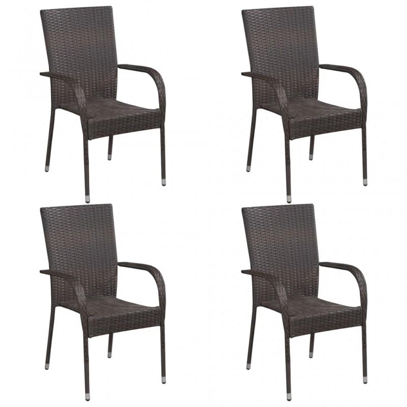 Day and Night - Day and Night Stackable Garden Chairs 4 Units Brown Synthetic Rattan