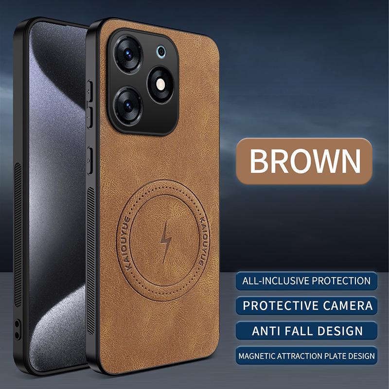 Tecno Spark20 Магнитный защитный чехол-книжка из кожи наппа с полным покрытием