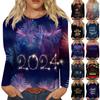 Women's Autumn And Winter Round Neck Long Sleeve T-Shirt 2024 New Year Printed Top