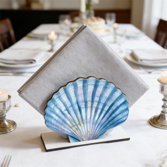 Ocean Themed Wooden Napkin Holder for Table, Summer Coastal Napkin Dispenser, Rustic Tissue Holder for Kitchen, Dining Room