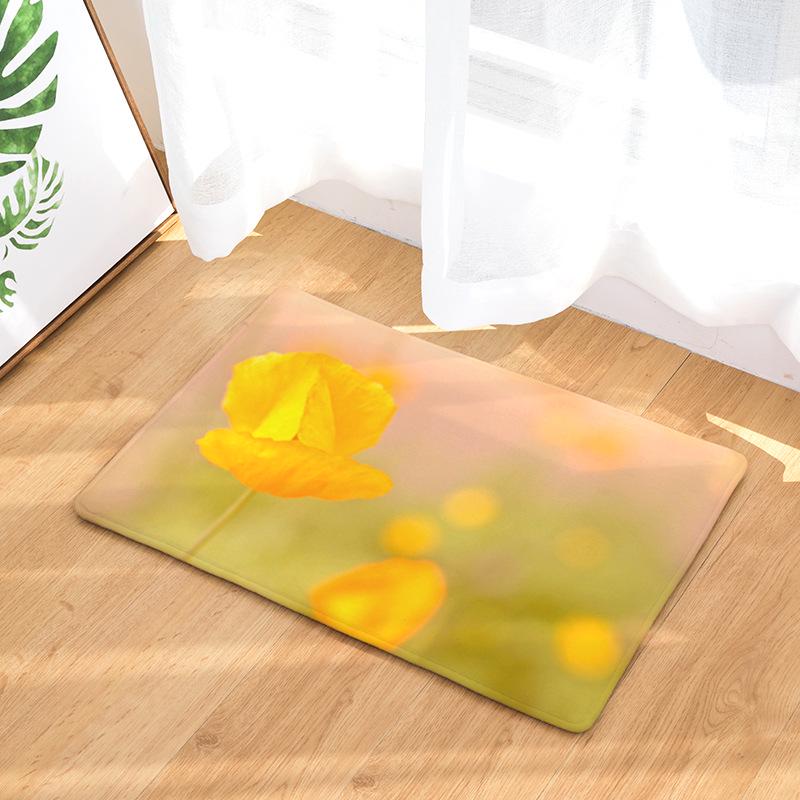 Flowers Pink Rose Hallway Mats Scenic Print Bedroom Living Room Floor Rugs Anti-Slip Kitchen Bathroom Square Carpet Decoration