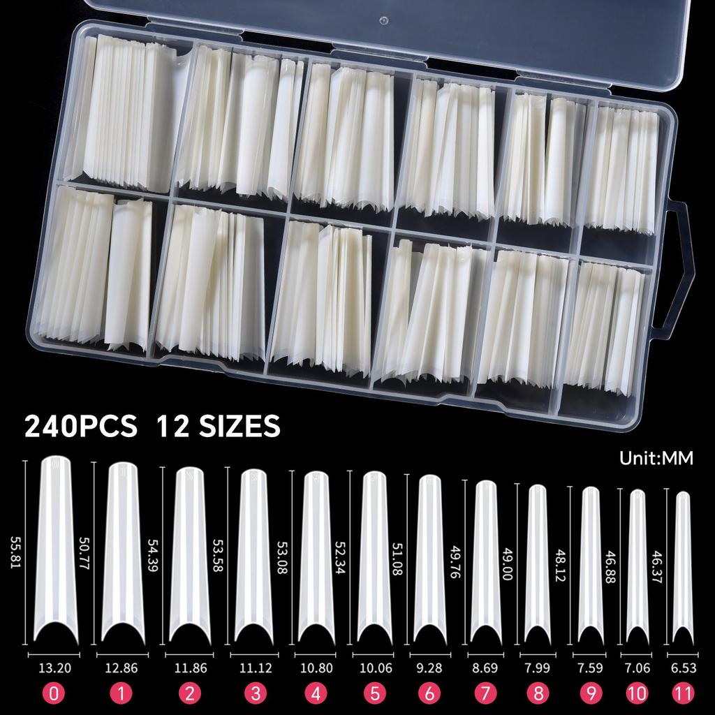 240 шт./кор. накладные ногти квадратные прямые очень длинные полупокрытые ногти прозрачные/натуральные акриловые накладные ногти для наращивания маникюрный салон