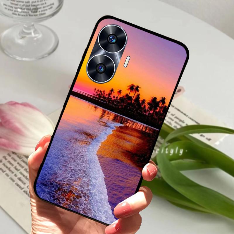 Для Realme C55 Чехол Крутой Черный Мягкий Силикон ТПУ Бампер Защитный Чехол Для Телефона Для OPPO Realme C55 C 55 Чехол Fundas Оболочка Coque