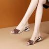 Ladies' Contrasting Color Elegant Sandals, Ankle Cushioned Plaid Comfortable Thick Heel Shoes, Casual Open Toe Shoes
