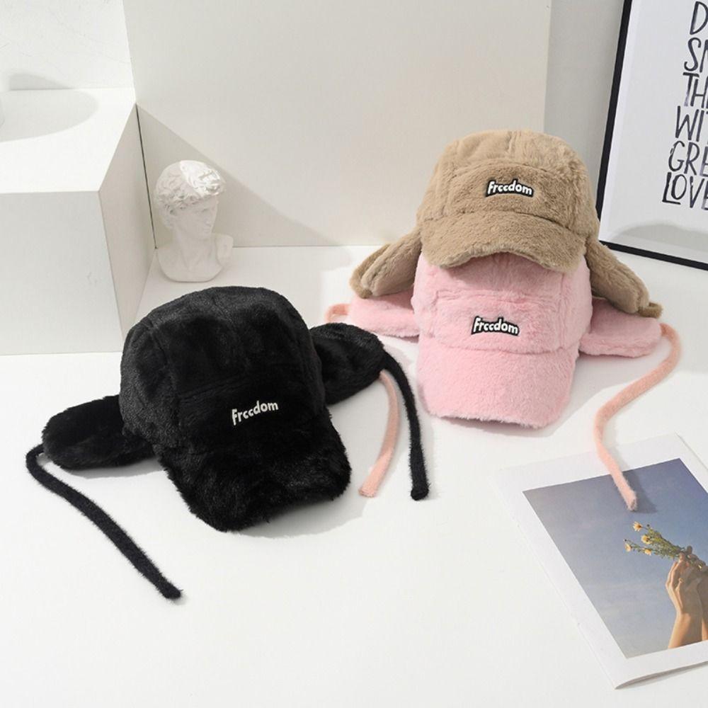 Ветрозащитная Теплая Плюшевая Шапка Защита Ушей Плюшевая Бейсболка Модные Шапки-Боне Женские Девичьи