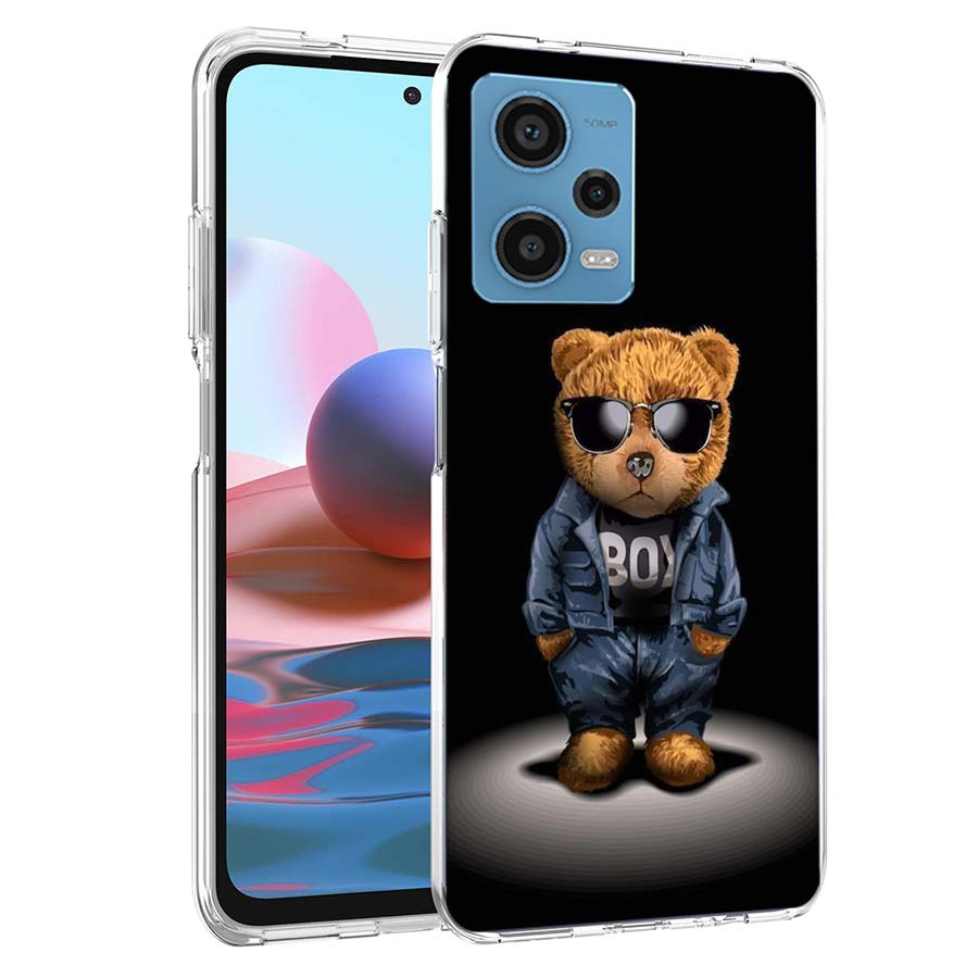 Крутой чехол для телефона с мишкой Тедди, модный, для селфи, для Redmi Note 13 12 14 15 Pro Plus 13R 11 11T 11E 11S 10 Pro 10S 9 9S, прозрачный чехол для телефона