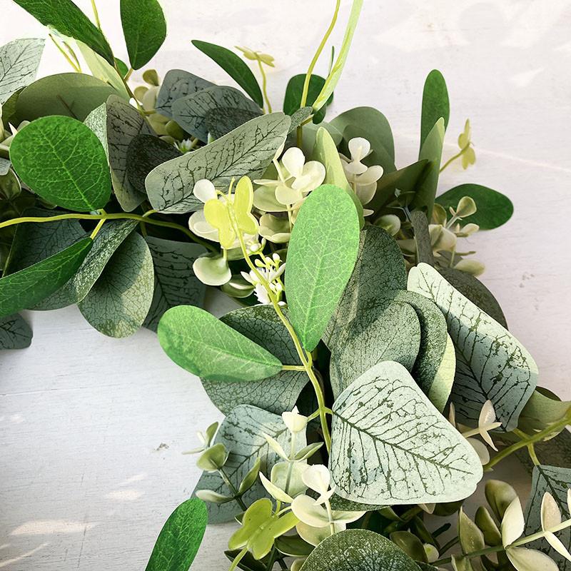 Американский Имитационный Венок Большой Венок из Эвкалипта Венок с Бабочками Декоративный Эвкалиптовый Лист Дверной Молоток Зеленый