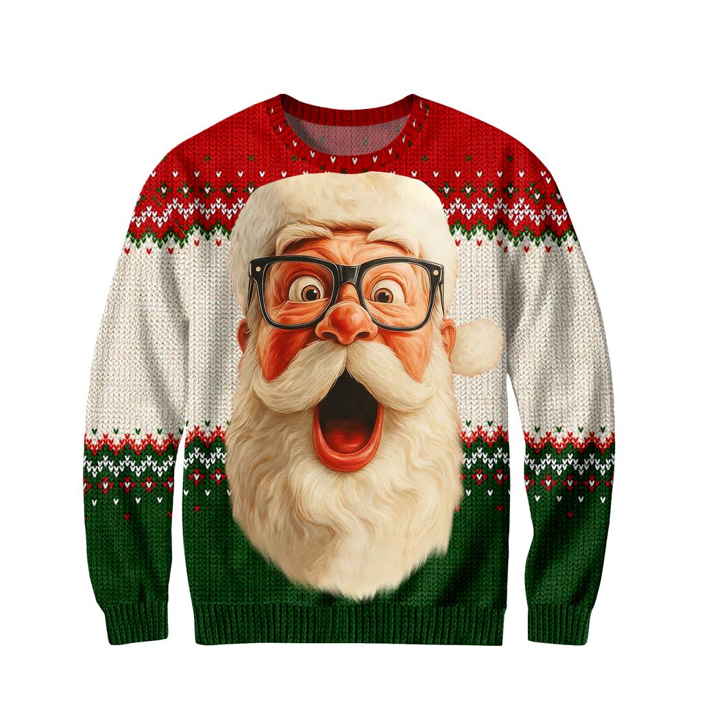 Мужской рождественский свитер с принтованным воротником