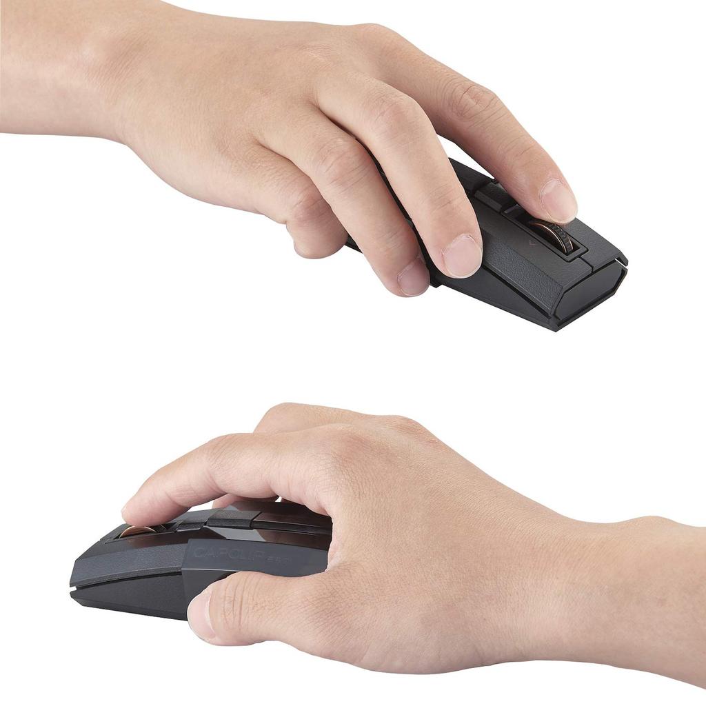 ELECOM Mouse Bluetooth Rechargeable Quiet Tilt Wheel Presentation Mode Ultimate Blue LED 4 Button CapClip Pro Black (iOS/iPadOS Compatible)