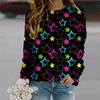 Fall Autumn Women'S Fashion O Neck Long Sleeve T-Shirt Loose Clothes Five-pointed Star Print T Shirt