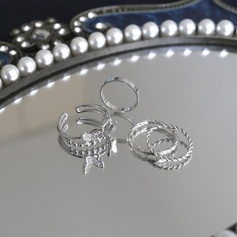 Trend Silver Color Rings Set for Women Narrow Simple Minimalist Open Adjustable Finger Rings Fashion Band Female Bijoux