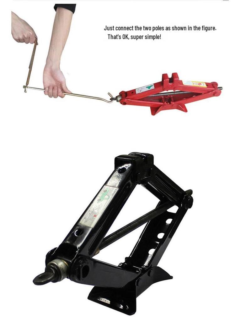 2.0T Автомобильный домкрат с ножничной ручной рукояткой, для экстренного использования на открытом воздухе, черный