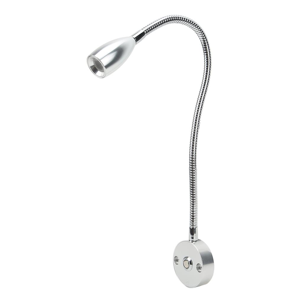 Светодиодный светильник для чтения 3 Вт, настенный светильник для чтения, гибкая гусиная шея, 3 регулируемых цвета для дома на колесах, лодки, каравана, серебристый, 3 цвета