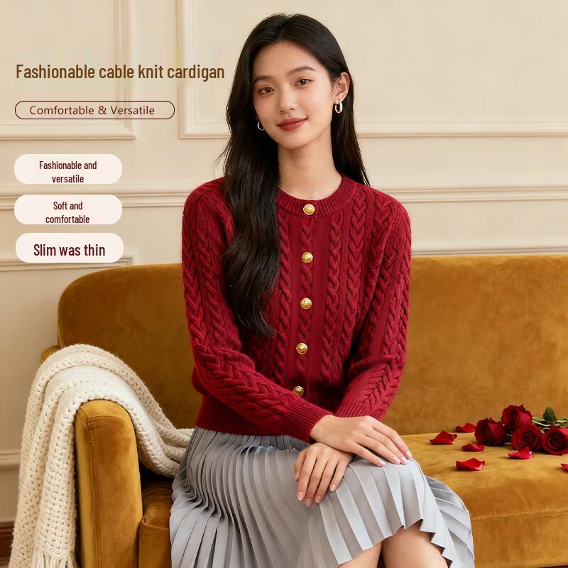 Baleno Women's Cable Knit Cardigan Sweater