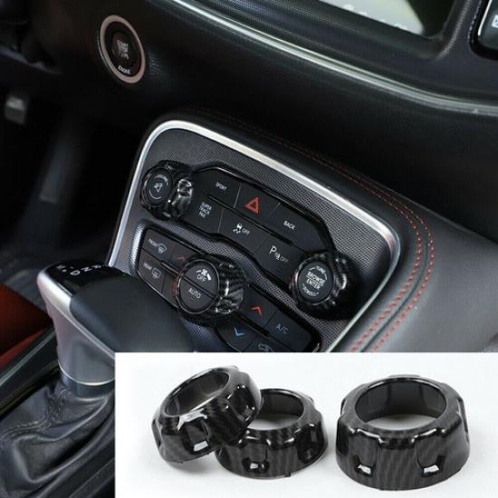 Carbon Fiber Air Conditioner Switch Panel Trim for Dodge Challenger Charger 15+