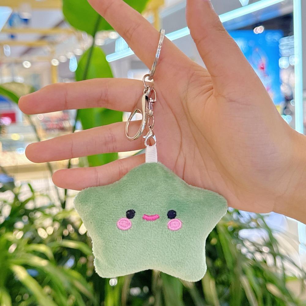 Fluffy Fur Smile Stars Plush Keyring Pom Pom Starfish Smile Stars Backpack Pendant  Wedding Gifts