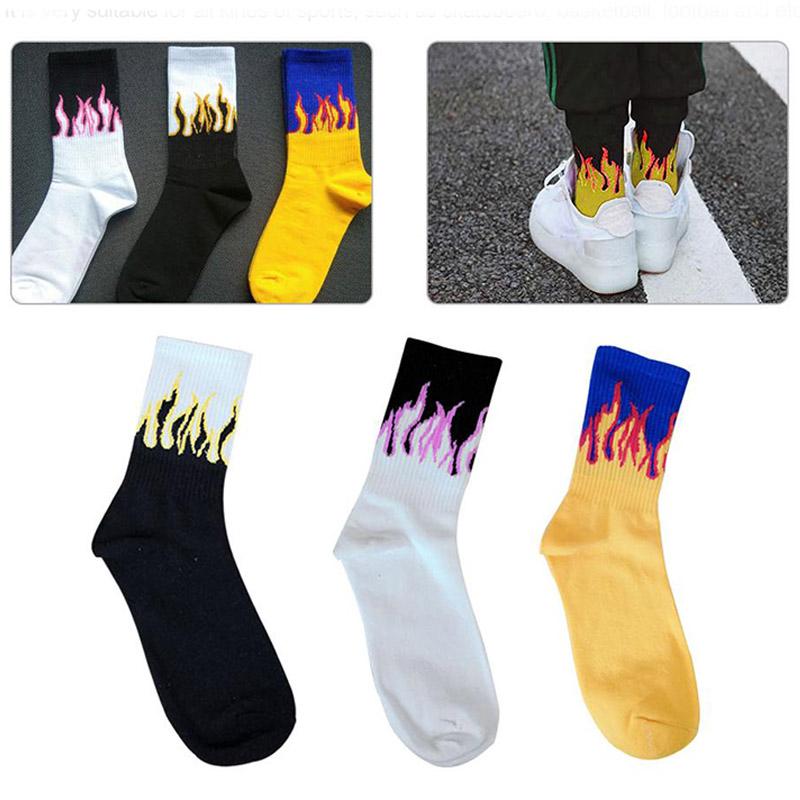 Хип skarpetki хоп носки пламя скейтборд мужчины harajuku смешные носки женщины Носок хлопок