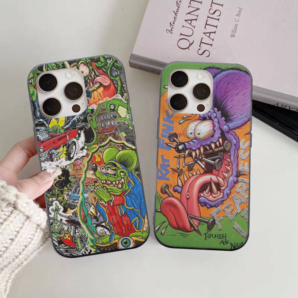 Забавный Rat Fink Для IPhone 15 16 17 14 13 12 11 Pro Max 16E 16 Plus 17 Air Гофрированный Ударопрочный Чехол для Телефона