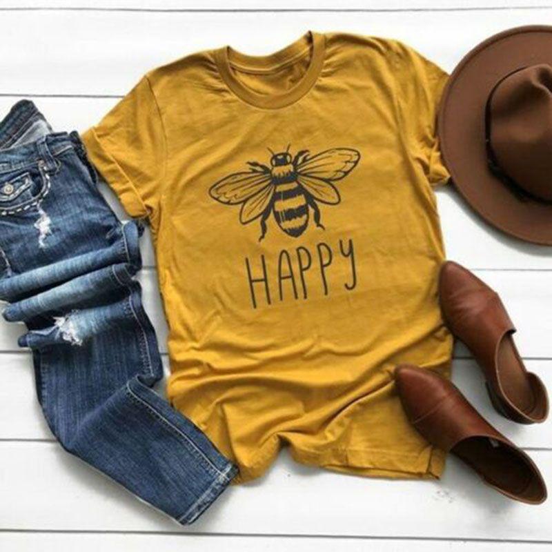 Women Graphic Bee Print T Shirts Cute Soft Loose Fit Summer Casual Tee Sizes S 5xl