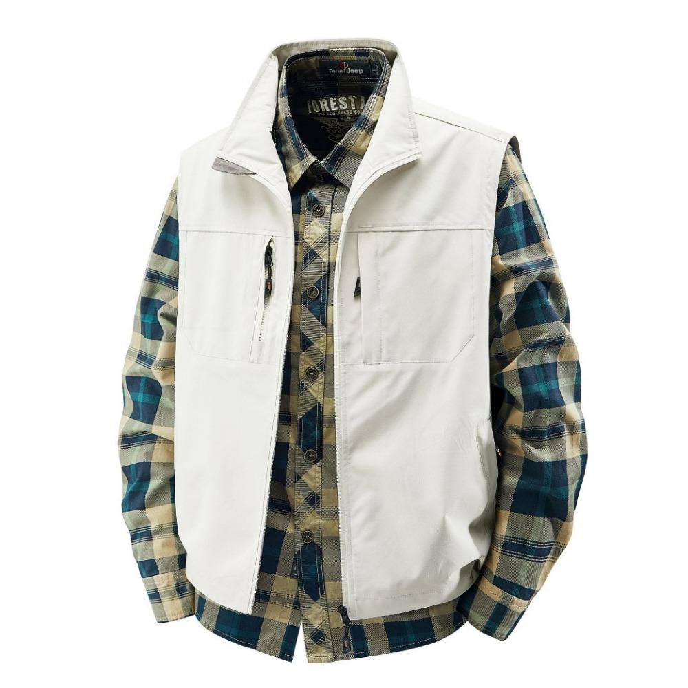 Летний мужской уличный дышащий жилет без рукавов Мужской повседневный жилет с несколькими карманами Мужской карго сафари рабочий жилет Большой размер 6XL