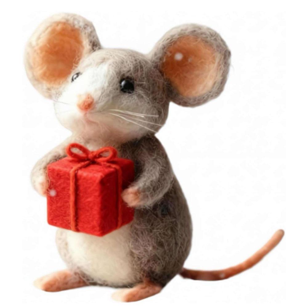 Рукоделие Валяние из шерсти Игла для валяния Мышь из войлока Ручная работа Фигурка Подарки Коллекционная мышь Милая мышь Животное-мышь Фигурка