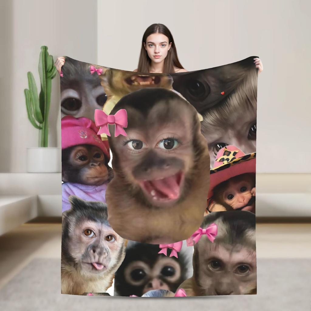 Funny Monkey Cartoon Accessories Fashion Blanket Warm Cozy Fluffy Throw Fashion Blankets for Bed es Multi-size Throws And Fashion Blankets