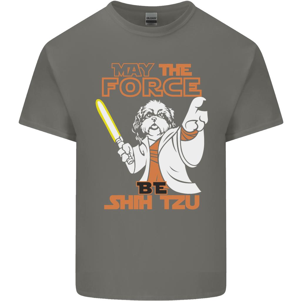 May the Force Be Shih Tzu Funny Dog Unisexs Light Cotton TShirt