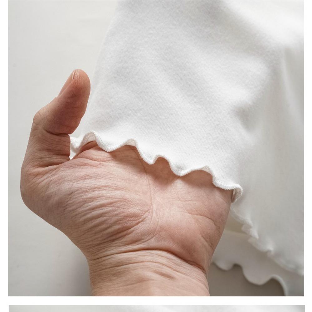 Летняя женская белая футболка с открытыми плечами и расклешенными рукавами, симпатичный женский топ с длинными рукавами и синей бабочкой