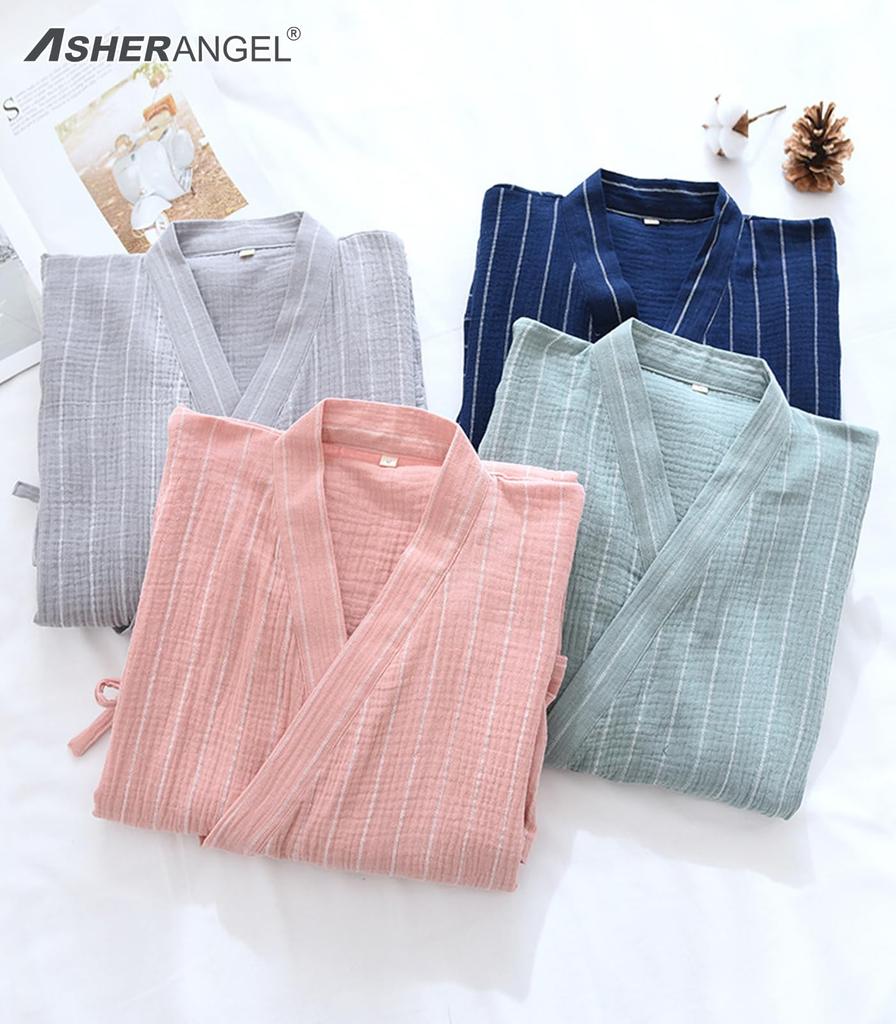 Nursing Japanese Front Hot for Men [ASHE RANGE] Men's Bathrobe, Nightwear, Yukata, Nightgown, 100% Cotton, Gauze, Pajamas, Nightgown, Care,